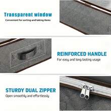 4pcs Extra Large Under-Bed Storage Bags With Full-Open Top Window Design, Convenient For Taking Out Items, Fully Zippered Closure Bedding Storage Bag For Home, Dorm, Clothes, Books, Toys (Gray) - Grey - View 4
