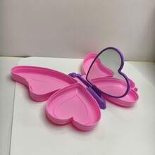 صندوق مجوهرات بشكل فراشة مع مرآة، مناسب لتخزين وعرض المجوهرات