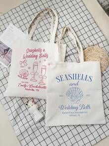 Customized Bride's Club Party Gift Bag, Customized Bridesmaid Travel Bag, Wedding Weekend Gift Bag With Year, Bride's Club Bridal Party Customized Tote Bag, Customized Bridal Party Tote Bag, Beach Bag, Bridal Party Gifts, Wedding Tote Bag - Multicolor - View 2