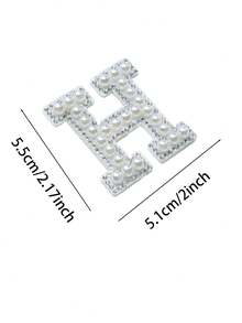 A-Z 1 Pack Of 5.5cm White Pearl Letter Ironing Patch, DIY Clothes Jacket Alphabet Name Crystal Applique Patch, Gift - White - View 24