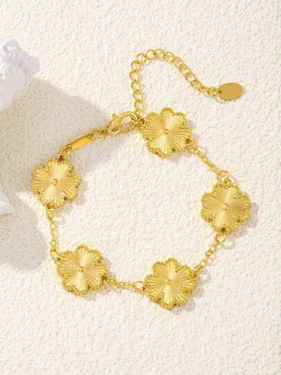 1pc Elegant Women's Lucky Four Leaf Clover Bracelet, Healing Crystal Bracelet For Spiritual Energy Healing, Suitable For Daily Wear, Ideal Gift For Girlfriend, Wife Or Partner