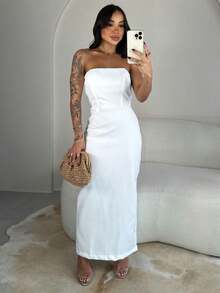 Women Midi Dresses - White - View 2