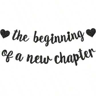 Shiny Banner "The Beginning Of A New Chapter", Paper Farewell Party Decorations, Rose Gold/Gold/Black, Suitable For Graduation, Retirement, Wedding, Engagement, Job Change