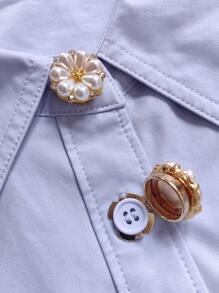 2 piezas Cubierta de botón para camisa, Gemelos con diseño de flor, Broche de botón de manga para vestido, Decoración de botón para esmoquin, Accesorios de ropa, Regalo