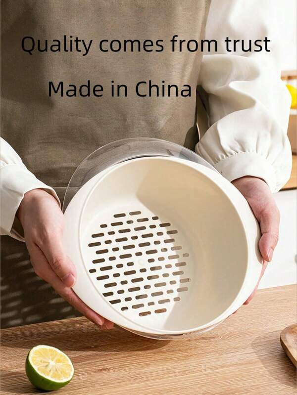 1pc Kitchen Double Layer Plastic Dish Washing Basket, Fruit & Vegetable Strainer Bowl, Draining Basket