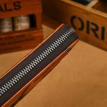 Vintage Deer Head Embossed Genuine Leather Zipper Wallet Large Capacity Clutch Purse With Multiple Card Slots For Women Mini Wallet Purse Wallet Long Wallet Keychain Wallet Wristlet Wallet