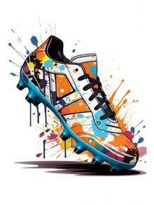 1pc Fashion Graffiti Football Shoes Canvas Painting Modern Art Poster Inspirational Wall Picture For Men Boy Living Room Home Decor Holiday & Birthday Gift, Office Decoration Arranged Artwork Optional Frame ,Wall Art With Frame - Multicolor - View 48