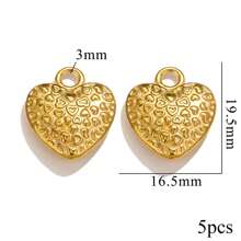 5PCS Stainless Steel Fashion Simple Rose Heart Pendant DIY Necklace Earrings Bracelet Jewelry Making Supplies Suitable For Women Gift