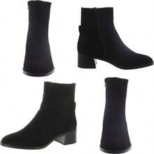 Styleamp;Co Orleyy Womens Zip Dress Bootie Black Microfiber W O Box - as pic - View 1