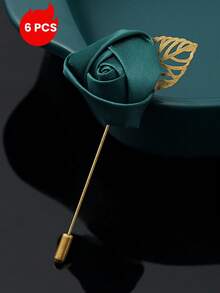 6pcs/Pack Groomsmen Lapel Flower, Silk Rose Brooch For Wedding Bride Bridesmaids, Men's Suit Accessory For Prom - Brooch - View 20