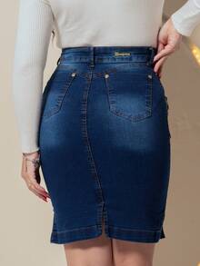 Evangelical Jeans Skirt With Zipper Detail - Medium Wash - View 2