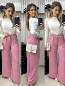 Women's Lanzinha Pants With Pockets Winter Fashion - 粉色 - 查看 2