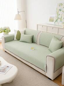 1 pieza Cubierta de sofá de tela de seda fina de unicolor, estilo minimalista, de nueva llegada para primavera/verano - Tela suave y fresca, lavable a máquina, antideslizante, resistente a rasguños, apta para sofás individuales, dobles y triples - Tela de poliéster de alta densidad, apta para dormitorio, sala de estar, comedor, decoración de oficina y hogar.