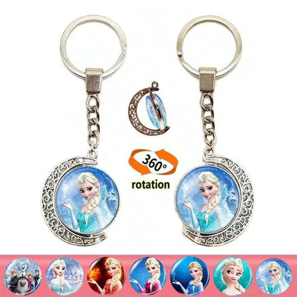1 pièce Accessoire porte-clés en forme de croissant de lune réversible de la princesse Elsa