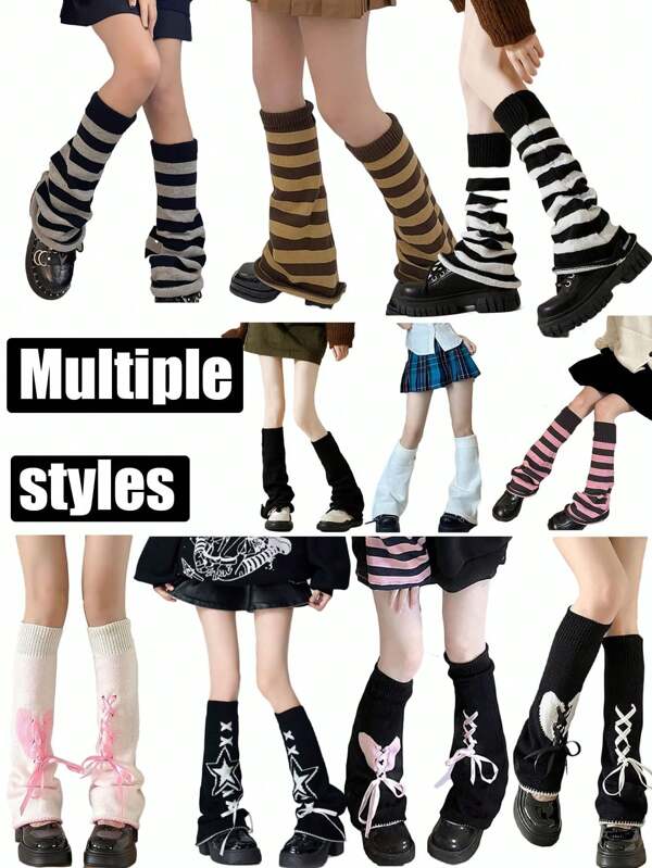 1 Pair Women's Fashion Knitted Bell-Shaped Leg Warmers, Multiple Styles Available
