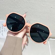 1 件装新款黑色圆形时尚眼镜，时尚、轻便、百搭，适合女性夏季海滩度假、户外、旅行