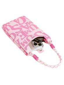 1 件甜美字母印花斜挎包、按扣编织托特包、单肩包，适合购物、旅行、日常穿着，是送给朋友的绝佳礼物