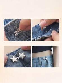 Set de hebillas para la cintura de pantalones vaqueros - 1/4 pares de ajustadores de cintura de vaqueros sin costuras desmontables, de metal blanco, herramientas de ajuste fáciles de poner y quitar, adecuados para pantalones y faldas, sujetadores metálicos ajustables para vaqueros, suministros de costura hechos a mano, cierres de gancho y bucle, en bronce, oro, plata y negro - Multicolor - Ver 3