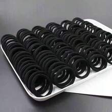 200/50pcs Ladies All-Match Black High Elasticity No Damage Hair Ties, Fashion Versatile Elegant Minimalist Hair Scrunchies Suitable For Daily Casual, Party, Commute, Vacation, Washing, Makeup, Hairstyles, Outfit Accessory