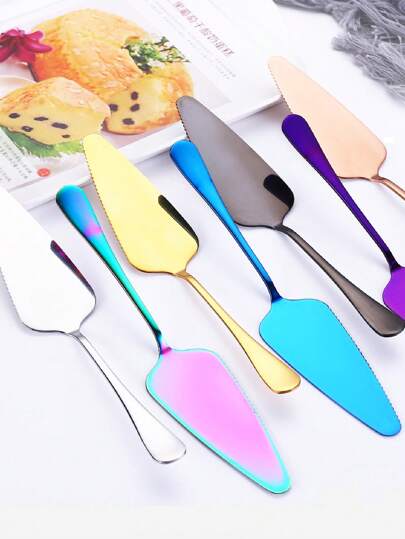 1/2pcs Stainless Steel Baking Spatula, Triangular Cheese Knife, Pie Cutter Blade, Serrated Edge Cake Knife, Cake Icing Spatula, Suitable For Kitchen, Restaurant, Party, Dishwasher Safe