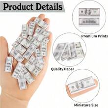 Set de 120/240/480 piezas de Billetes de dólar en miniatura escala 1:12 para decorar maquetas de casas de muñecas, escena, juego, decoración, accesorios de simulación de dinero en efectivo de 100 dólares