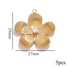 5PCS Stainless Steel Fashion Simple Rose Heart Pendant DIY Necklace Earrings Bracelet Jewelry Making Supplies Suitable For Women Gift