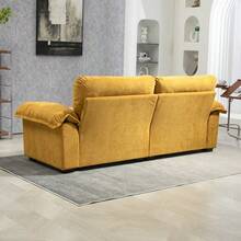 84" Chenille Sofa Small Sofa Loveseat Deep Seat Sofa Couch With 2 Throw Pillows & Memory Foam For Living Room Apartment Office Lounge-Yellow - 1 - View 6