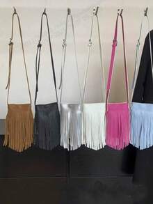 1 chiếc túi điện thoại thời trang cổ điển mini từ tính đóng kín, túi đeo chéo vai trang trí tua rua, nhiều màu sắc để lựa chọn, thích hợp cho các cô gái sử dụng hàng ngày để đi làm, mua sắm và hẹn hò, sự lựa chọn tốt nhất cho quà tặng sinh nhật và quà tặng Giáng sinh - Nhiều màu - Xem 1