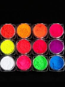 12 pièces/set Kit de matériel de remplissage de résine pailletée fluorescente, poudre de pigment de résine époxy colorée, pour moules de résine, fournitures pour la création de bijoux, fournitures artisanales DIY
