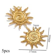 5PCS Stainless Steel Fashion Simple Rose Heart Pendant DIY Necklace Earrings Bracelet Jewelry Making Supplies Suitable For Women Gift