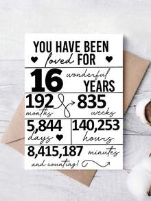 1pc ALLENG Sweet 16th Birthday Card With Envelope - Celebration Greeting Card, 16 Years Milestone Keepsake, Time Countdown Design, Thoughtful Gift For Teen'S Special Day - Multicolor - View 11
