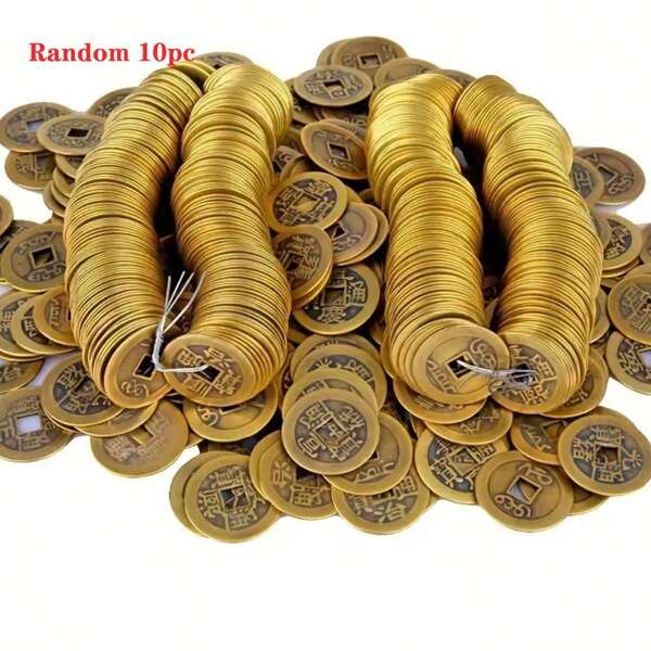 Set mit 10 chinesischen Feng Shui Münzen, 0.91inch - Zinklegierung Qing Kaiserwährung - Vintage orientalische glücksbringende Drachenmünzen - Universeller Glücksbringer für Sammlerstücke - ideal als Geschenk zu Valentinstag, Erntedankfest, Weihnachten, Halloween, April Fool's Day