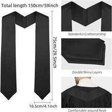 AFYPRTY 1pc Solid Color Graduation Sash, Gold Satin Tassel, Unisex, Suitable For Adult Graduation Ceremony, Graduation Photo Shoot, Graduation Celebration, 150cm/59 Inches - Multicolor - View 4
