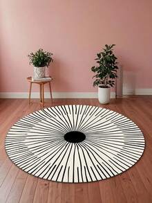 1pc Modern Minimalist Round Area Rug, Soft Plush Velvet Texture, Vibrant Colors, Suitable For Living Room, Bedroom, Entryway, Kitchen, Bathroom, Gaming Room, Study, Durable & Easy To Clean