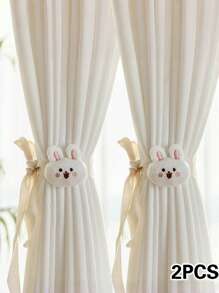 2 paquetes de sujetacortinas de poliéster moderno, ajustables sin necesidad de taladrar, con diseño de animales de dibujos animados 3D, sujeta-cortinas creativos para la decoración de la sala de estar - Variedad de opciones de animales