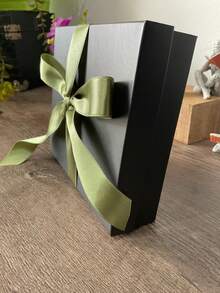 Gift Box With Satin Ribbon 16x14x4 FOR JEWELRY, WEDDING PARTY, ANNIVERSARY, SOUVENIRS - Màu xanh Ô liu - Xem 3
