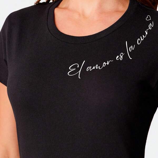 CAMISETA CASUAL, ROPA CRISTIANA, CAMISETA DE MUJER DE MANGA CORTA DE CUELLO REDONDO CON ESTAMPADO DE LEMA SIMPLE, VERSÁTIL PARA USO DIARIO. CAMISETAS GRÁFICAS PARA MUJER   Letras  Casual  Tela