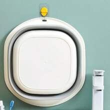 1PC Folding Bucket, Large Capacity, Portable, Household Plastic, Thickened Laundry Bucket, Fishing Bucket, Car Wash Mop Bucket(M) - Grey - View 3