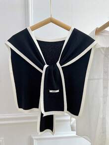 1pc Women Knit Contrast Color Scarf Collar Neck Warmer - Black - View 5