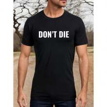[Comfortable] Blueprint Bryan Johnson "Don't Die" Graphic T-Shirt, 100% Cotton Crew Neck Tee, Casual All-Season Knit Fabric Top With Applique Detail, Regular Fit - 180gsm - 黑色 - 查看 1