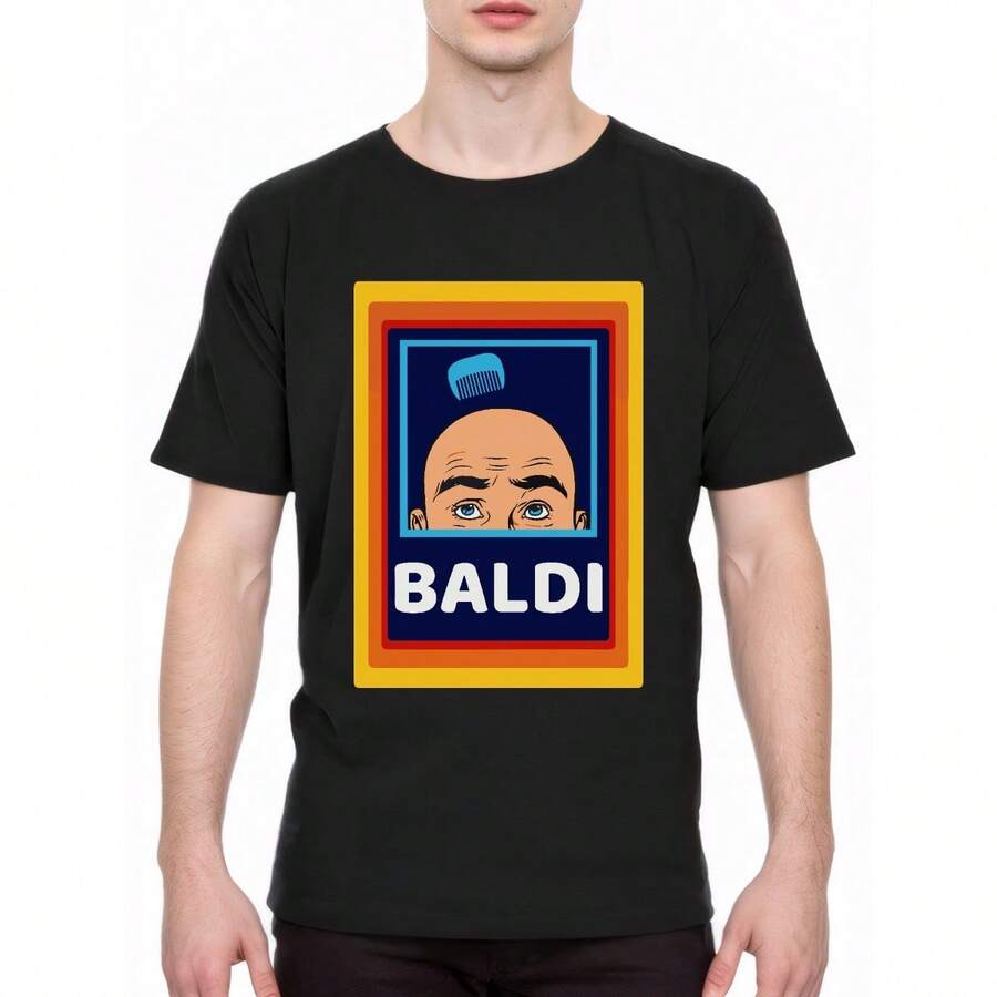 BALDI Funny T-Shirt Bald Person Gift Dad Xmas Birthday Present Tee Top BlackCouple Clothing Comfortable & Fashionable - 黑色 - 查看 1