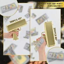 1 Golden Money Gun [Send 100 Props] Bill Gun Make It Rain Like, Handheld Props Dispensing Gun, For Party Games Activities Party Supplies, Atmosphere Enhancement, Holiday Gifts - Golden color [100 props for free] - View 6