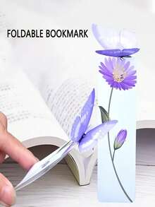 5个装创意唯美蝴蝶纸书签清新可爱学生阅读书签附留言卡文创小礼物高端镂空立体蝴蝶纸书签ins风可爱清新学生半透明文创小礼物高端感 - 彩色 - 查看 4