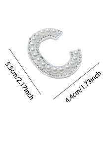 A-Z 1 Pack Of 5.5cm White Pearl Letter Ironing Patch, DIY Clothes Jacket Alphabet Name Crystal Applique Patch, Gift - White - View 25