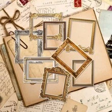 1 Set Of 8pcs Vintage Photo Frame Border Stickers, Creative Wall Decals For Home Decor In Living Room, Bedroom, Study, Wall Decoration