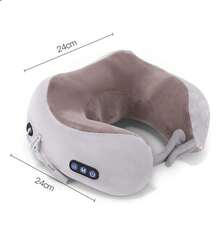 Almohada Cojin Masajeadora Con Forma De U Electrico Inhalambrico Con Retencion De Calor - Café integral - Ver 2