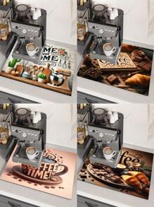 1pc Absorbent Drying Mat, Coffee Machine Mat, Handmade Coffee Pot Drainage Mat, Kitchen Countertop Dish Drying Mat, Breakfast Mat, Non-Slip Heat-Resistant Drainage Mat, Diatomite Drainage Mat, Conceals Stains, Super Drainage Mat, Easy To Clean Dish Rack Mat, Suitable For Kitchen, Dining Table, Cafe, Bar, Holiday, Party, Home Decor, Holiday Gift