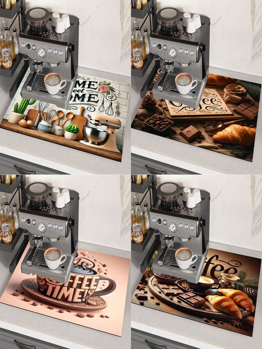 1pc Absorbent Drying Mat, Coffee Machine Mat, Handmade Coffee Pot Drainage Mat, Kitchen Countertop Dish Drying Mat, Breakfast Mat, Non-Slip Heat-Resistant Drainage Mat, Diatomite Drainage Mat, Conceals Stains, Super Drainage Mat, Easy To Clean Dish Rack Mat, Suitable For Kitchen, Dining Table, Cafe, Bar, Holiday, Party, Home Decor, Holiday Gift