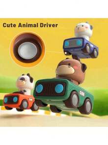 适合1-3岁幼儿的按压式汽车玩具，婴儿动物赛车，婴儿玩具车套装，适合18-36个月的婴儿推拉式惯性汽车玩具，适合1-3岁男孩的生日礼物，婴儿玩具车