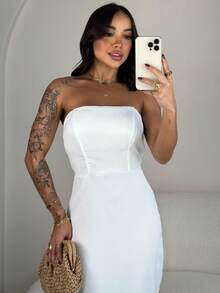 Women Midi Dresses - White - View 8